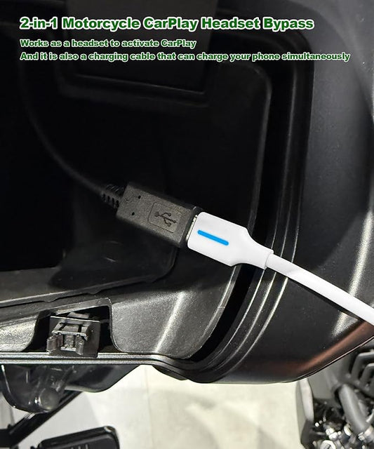 2-in-1 USB-C to USB-C Motorcycle Bluetooth Headset Bypass Adapter | Enable CarPlay without Headset,Work with Harley/Goldwing, Support Charging Your Phone, More Stable than Passthrough Adapters