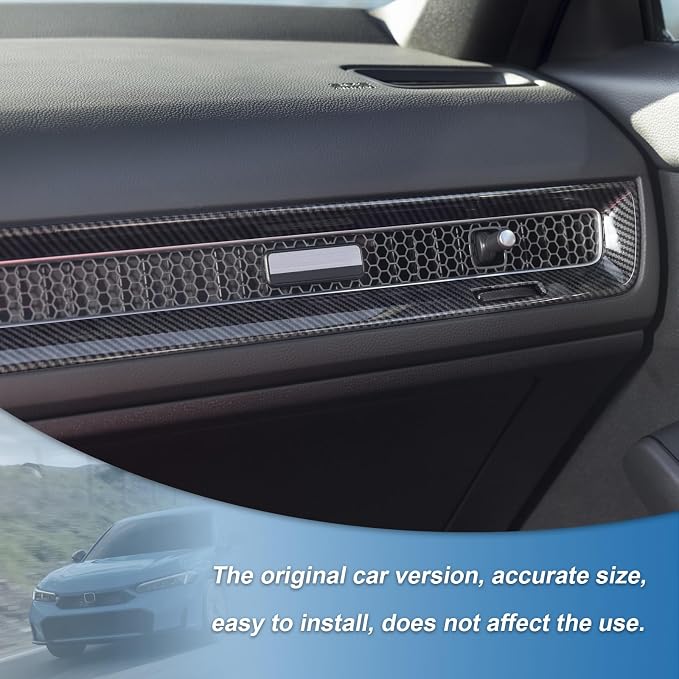 Carbon Fiber Center Console Dashboard Panel Cover AC Air Vent Cover Compatible with 2022-2026 11th Gen Honda Civic