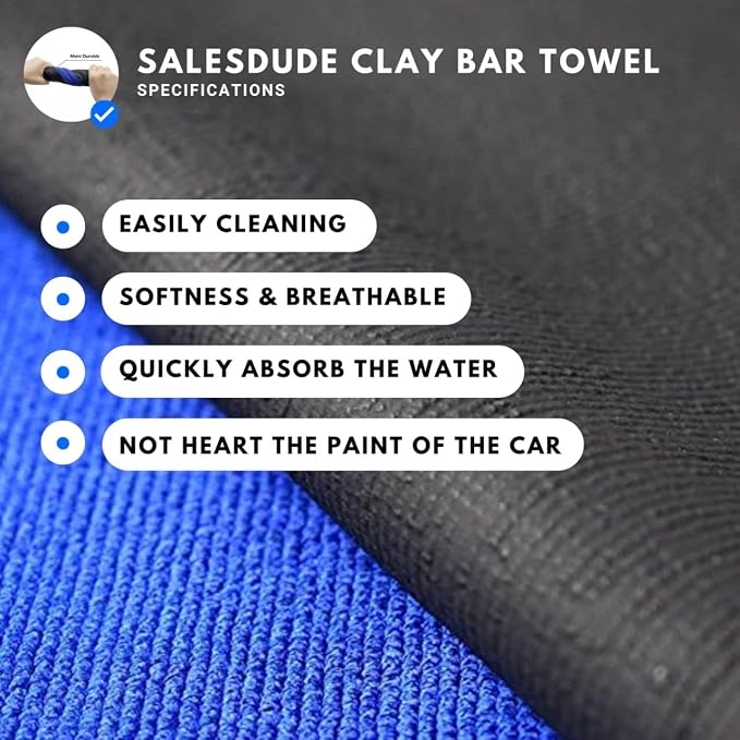 Mnixy Microfiber Clay Bar Towel Pack of 2 with 2 Gifted Gloves Fine Grade Auto Detailing Towel Clay Bar Alternative (Blue)