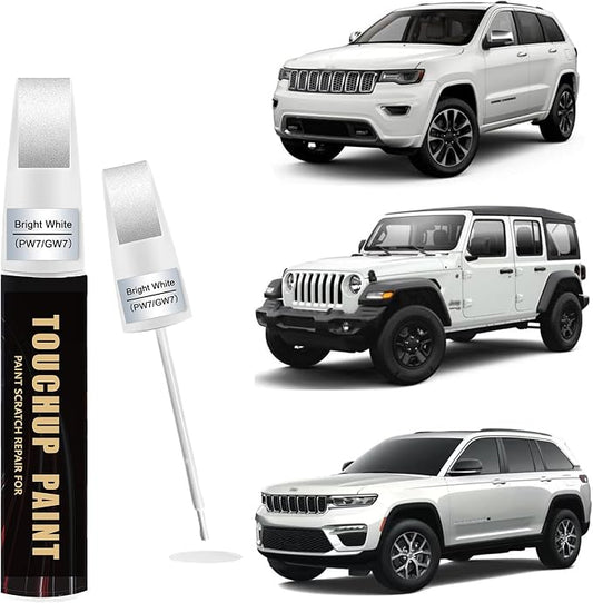 Bright White(PW7/GW7) Car Paint Touch Up Pen Compatible with JEEP, 2-In-1 Color Accurate Touch Up Car Scratch Repair Paint Match JEEP Series Automotive Scratch Remover for Nicks & Chips Repair