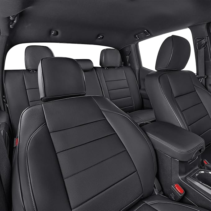 EKR Custom Fit Tacoma Rear Car Seat Covers for Toyota Tacoma 2016 2017 2018 2019 2020 2021 2022 2023 Access Cab - Second Row Only,Faux Leather(Black)