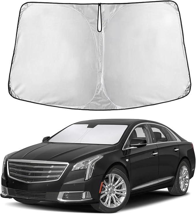 EcoNour Windshield Sunshade Compatible for Cadillac XTS 2013-2017 2018 2019, Sun Visor for Front Windshield & Window Sun Shade Cover, UV Heat Blocker & Protector, Car Accessories