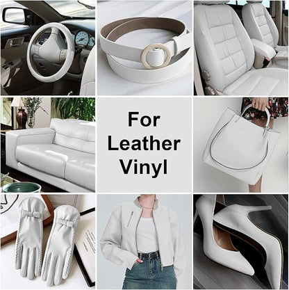 Leather Recoloring Balm, Leather Color Restorer Conditioner, Leather Restorer for Couches Paint, Leather Scratch Remover, Scratch Leather Faded Repair Kits for Vinyl Furniture (White, 75ML)