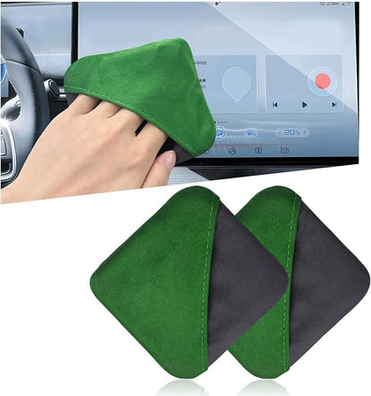 Ohleats 2 PCS Car Screen Cleaner, Microfiber Auto Screen Cleaning Pad, Foldable Touch Screen Cleaner Cloth for Vehicle Dashboard LCD Display, Car Cleaning Kits (Green&Gray)