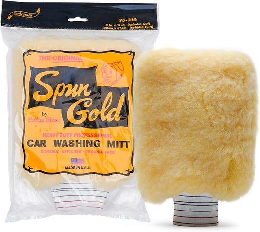 S.M. Arnold Spun Gold™ Professional Car Wash Mitt - Durable, Scratch-Resistant, 8" x 11", Lorene Synthetic Fibers | Ideal for Auto Detailing, Cleaning Supplies, Vehicle Care & Maintenance
