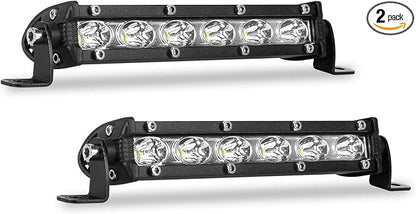 7 Inch Single Row Led Light Bar Pods - BEAMCORN Ultra-Slim 60W 10000 Lumens Waterproof Driving Fog Light Combo Flood Spot Lights for Trucks Off Road ATV UTV SUV Golfcart 2-Pack