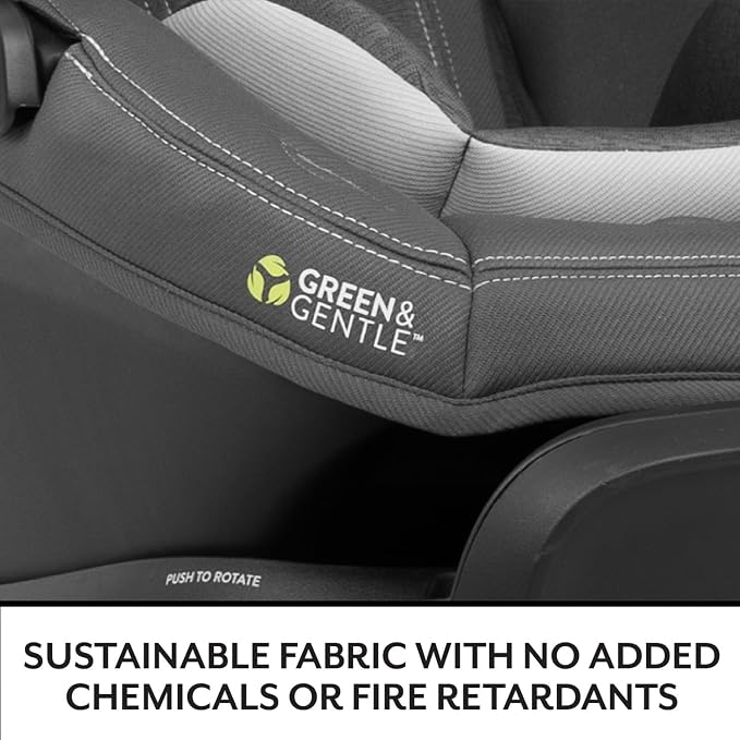 Evenflo Revolve180 LiteMax NXT Rotating Rear-Facing Lightweight Preemie and Infant Car Seat 3-30lbs with Green & Gentle. Easy Install with Base (Anchor Gray)