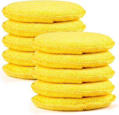 10 Pack Wax Applicator Pads, Microfiber Applicator Pad with Finger Pocket, Foam Car Wax Applicator Pad for Car Cleaning and Polishing (Yellow)