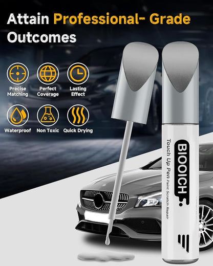 Touch Up Paint Pen Exact Color Match Car Chip and Scratch Repair (for Benz, Iridium Silver Metallic(775/9775))