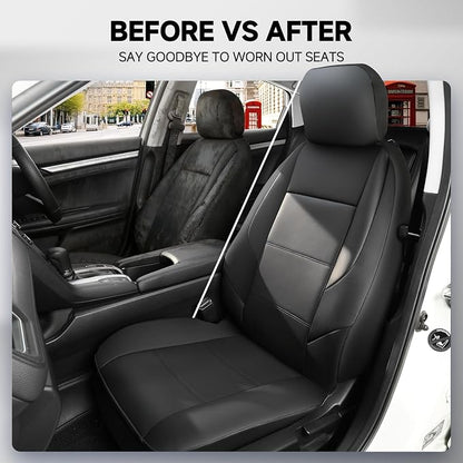 GIANT PANDA Front Seat Covers for Nissan Rogue Altima Sentra Versa Kicks Frontier Murano Pathfinder Maxima,Faux Leather Bucket Seat Cover Fit Nissan Seat Protectors (Black) 2-Pack