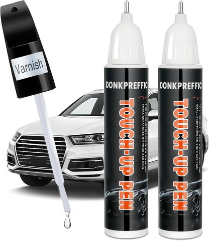 White Car Paint Touch Up Pen,Touch Up Paint for Cars with Varnish Clear Coat Pen 2pcs, Car Scratch Repair, Premium Automotive Scratch Remover for Deep Scratches, Precise Fix Vehicles Scratches Scuff Repair