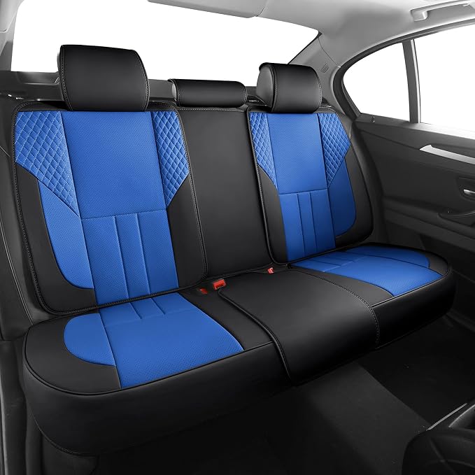 Car Seat Covers Full Set - Universal Seat Covers for Cars SUV Truck – Faux Leather Automotive Seat Covers, Breathable & Waterproof Front and Rear Seat Protectors, Fit for Most Cars-BlackBlue
