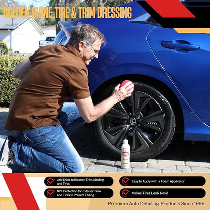 GOLDEN SHINE Tire & Trim Gel Dressing, 16 Ounce Bottle Shines and Protects Tires, Rubber and Exterior Trim, 16016