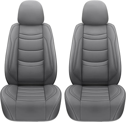NS YOLO Leather Car Seat Covers Full Set,Universal Fit for Most Cars,SUVs and Sedans,Waterproof Luxury Leatherette Cushions, 5 Seats Protectors (Grey, Front Pair-2 Seats(Driver and Passenger))
