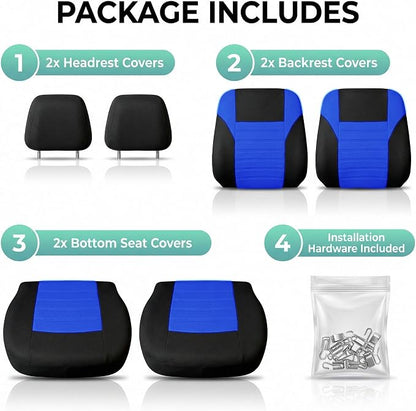 FH Group Automotive Car Seat Covers Front Set Premium 3D Air Mesh Front Seat Covers, Airbag Compatible Universal Fit Interior Accessories for Cars Trucks and SUVs - Blue