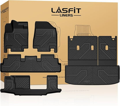 LASFIT Floor Mats & Cargo Mat for Nissan Pathfinder 7/8 Seats 2026 2025 2024 2023 2022, All Weather TPE Custom Fit Floor Liners for Pathfinder Car Mats & Trunk Mats Accessories, Black