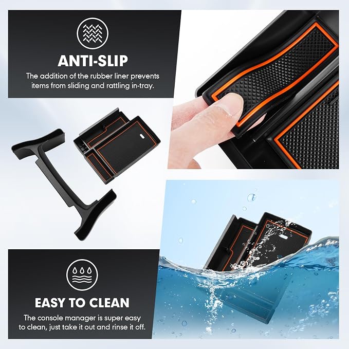 Autorder 2PCS Center Console Organizer for 2010-2024 Toyota 4Runner Accessories Armrest Storage Box Secondary Insert Tray Gear Shift Organizer Tray with Anti-Slip Mat