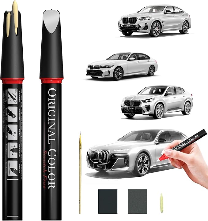 Carhoo A96 Mineral White Touch Up Paint Suitable For BMW, Genuine Custom Color Car Touch Up Paint, With Pen Tip & Fine Brush