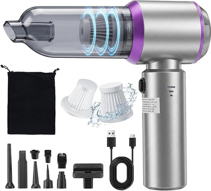 Handheld Car Vacuum Cordless, 16000Pa 3 Adjustable Strong Suction Vacuum Cleaner & Air Duster 4-in-1 with Multi-Nozzles Type-C Fast Charge Lightweight Portable Hand Vacuum for for Car Pet Home