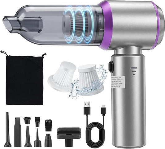 Handheld Car Vacuum Cordless, 16000Pa 3 Adjustable Strong Suction Vacuum Cleaner & Air Duster 4-in-1 with Multi-Nozzles Type-C Fast Charge Lightweight Portable Hand Vacuum for for Car Pet Home