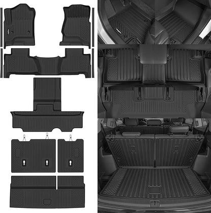 Floor Mats for 2015-2020 Chevrolet Tahoe/GMC Yukon 7 Seat Bucket Seats, Trunk Mat and 2nd/3rd Backrest Mat & Door Sill Guard All Weather TPE Protector for Chevy Tahoe Accessories