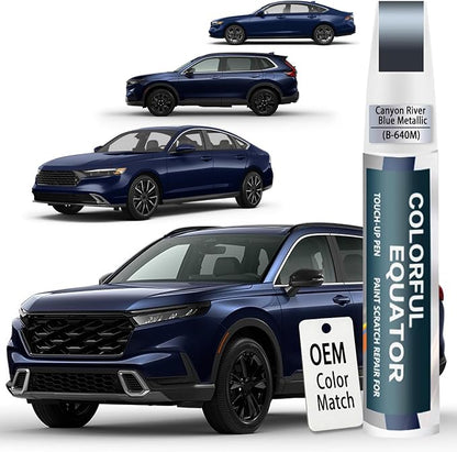 Car Touch up Paint(B-640M Canyon River Blue Metallic) Compatible with Honda, Car Paint Pen Scratch Repair Two-In-One Touch Up Paint, Premium Car Scratch Remover for Deep Scratches