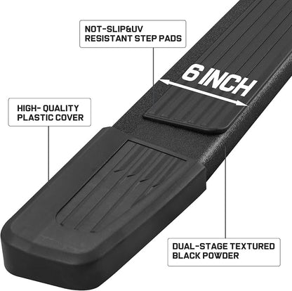 COMNOVA 6 Inch Running Boards Compatible with 19-26 Chevy Silverado 1500 Crew Cab, 20-26 Silverado/Sierra 2500HD 3500HD Crew Cab, Step Bar Running Board for Silverado, Including in 8 Brackets.