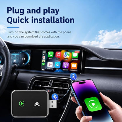 2-in-1 Wireless CarPlay and Android Auto Adapter | Convert Wired CarPlay & Android Auto to Wireless, USB/Type-C Plug and Play, Fast Stable Connection