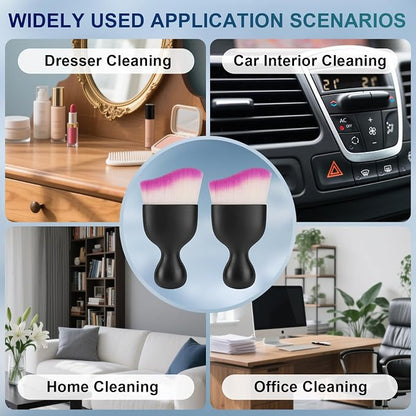 Amrules 2 PCS Car Interior Detailing Brush, Auto Car Dusting Brushes, Soft Bristles Duster Removal Cleaning Tool for Dashboard Interior, Exterior, Skylight, Leather, Dust Brush, White & Purple