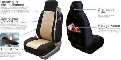 FH Group All Purpose Flat Cloth Car Seat Covers - Universal Fit, Full Set Seat Covers, Washable, Fit Most Car, Truck, SUV, Van - Black