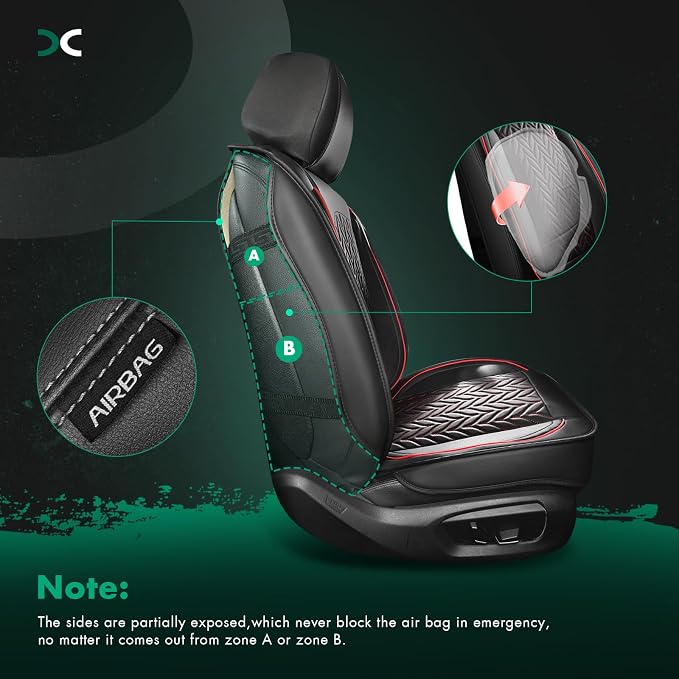 SCITOO Seat Covers Full Set,Universal Car Seat Covers Waterproof Car Seat Protector Automotive Seat Covers,Vehicle Seat Cover Set for Cars SUV Pick-up Truck Sedan (Full Set, Black And Red)