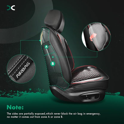 SCITOO Seat Covers Full Set,Universal Car Seat Covers Waterproof Car Seat Protector Automotive Seat Covers,Vehicle Seat Cover Set for Cars SUV Pick-up Truck Sedan (Full Set, Black And Red)