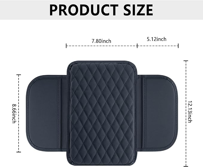 Stacool Upgraded Car Center Console Cover,Microfiber Leather Car Armrest Cover Cushion with 2 Storage Bags,Universal Car Armrest Storage Box (Blue)