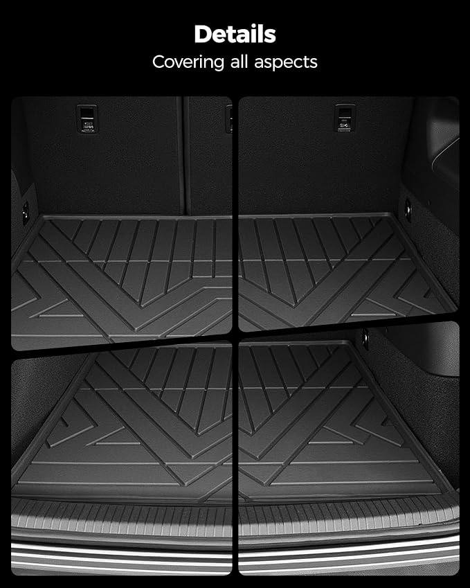3W Cargo Liner & Seatback Mats for Volkswagen Tiguan 2025 2026, All-Weather Protection TPE Car Mats 2 Rows for VW Tiguan Accessories, Black