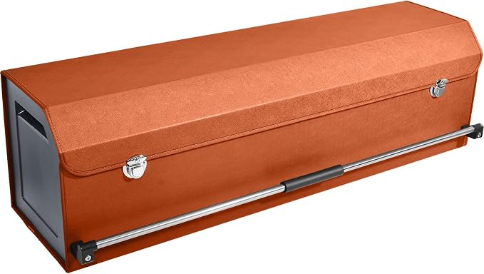 Car Trunk Organizer, Collapsible Sturdy Trunk Storage Container with Lid and Handle Large Leather Car Trunk Storage (Orange, 39.7 x 11.4 x 12.2in)