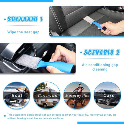 Ziciner 1 PC Double Head Brush for Car Clean, Soft Auto Interior Duster Detailing Brushes, Universal Vehicle Dashboard Screen, Air Vents, Computer etc Cleaning Tool Accessories (Blue)