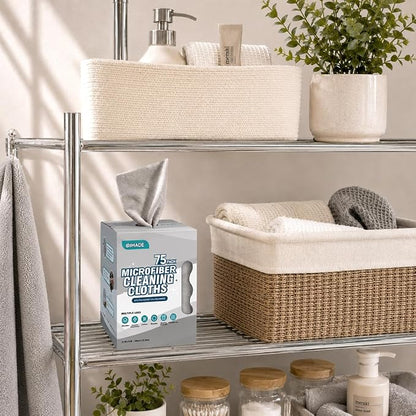 UNIMADE Microfiber Cleaning Cloth, 75 Sheets Microfiber Towels for Cars Commercial Grade Washcloths Lint-Free Bulk Shop Towel Cleaning Rags for Household Restaurant Garage Housekeeping, 11"x 9", Grey