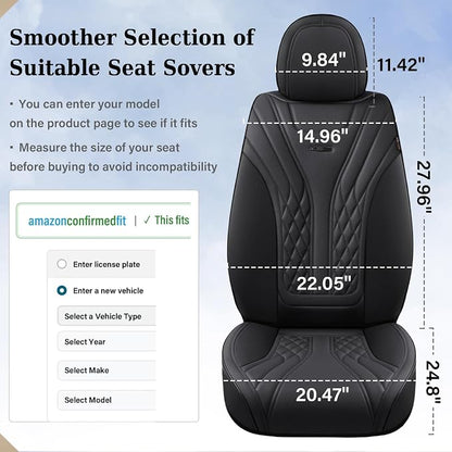 Coverado Car Seat Covers, Car Seat Covers Front Seats, 2-Pack Front Seat Cover, Nappa Leather Waterproof Seat Covers, Car Seat Protectors, Automotive Seat Covers Universal Fit for Most Vehicles