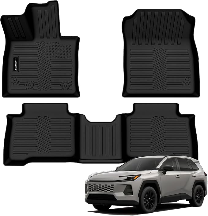 Auxko All Weather Floor Mats for Toyota rav4 Hybrid 2026 (Not for PHEV) TPE Rubber Liners Accessory for Toyota rav4 Hybrid 2026 Odorless Anti-Slip Mats Black