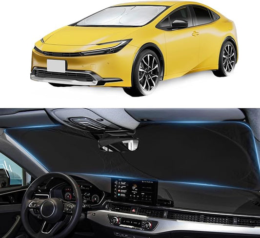 Sun Shade for Toyota Prius Windshield Sunshade Custom fit Toyota Prius 2026-2025 2023 Foldable Front Window Cover Retractable Sun Visor Protector Keep Interior Cool UV Blocker
