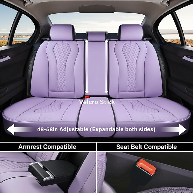 Coverado Car Seat Covers, Rear Car Protectors, Black Leather Seat Covers, 3-Piece Waterproof Automotive Seat Covers for Back Seats Universal Fit for SUVs & Cars, All-Weather Protection