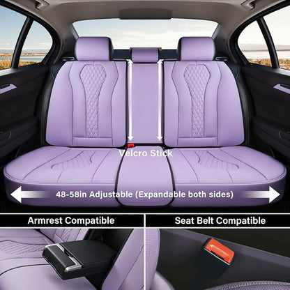 Coverado Car Seat Covers, Rear Car Protectors, Black Leather Seat Covers, 3-Piece Waterproof Automotive Seat Covers for Back Seats Universal Fit for SUVs & Cars, All-Weather Protection