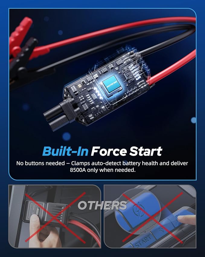 AUTOONE M5 9000A Car Jump Starter 12V Battery Jumper Starter Portable (All Gas/All Diesel) 168W DC Jump Box for Car Battery with Built-in Booster, Type-C Fast Charge & Jumper Cables Jump Pack