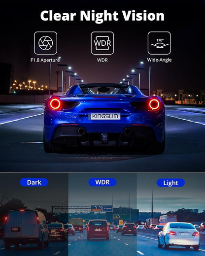 Wireless Dash Cam Front and Rear 2K, WiFi APP Dash Camera for Cars with 1.5'' Screen, Mini Dashcam Front and Back Support G-Sensor/Time Lapse 2 Kinds Parking Monitor