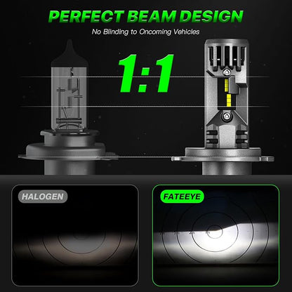 9003 𝗛𝟰 Bulbs - 60000LM Super Brightness 1:1 Size, 6500K Fog Bulb with Turbo Cooling Fan, Non-Polarity, Pack of 2