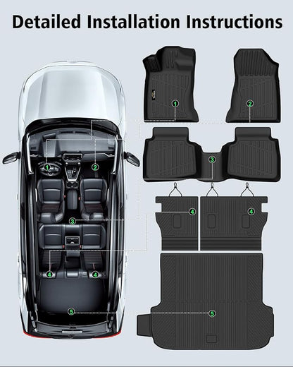 Floor Mats Custom for Subaru Outback 2026 Trunk Mat with Backrest Mat All Weather TPE Full Set Liners Cargo Protector for Outback 2026 Accessories, Black