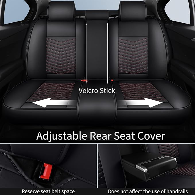HChengkikz Nappa Leather Car Seat Covers Full Set, Car seat Protector 5 Seats, Waterproof Car Seat Cushion, Universal Automotive Seat Covers Fit for SUV Truck Pick-up Sedan, Front and Rear