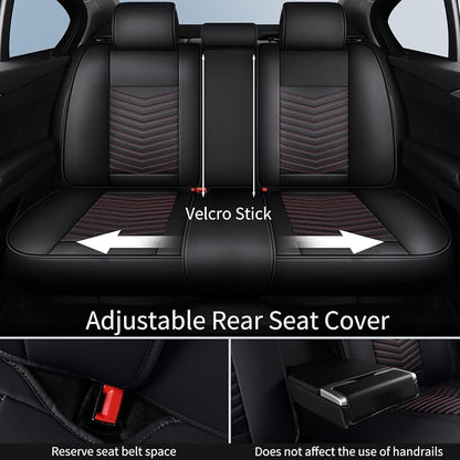 HChengkikz Nappa Leather Car Seat Covers Full Set, Car seat Protector 5 Seats, Waterproof Car Seat Cushion, Universal Automotive Seat Covers Fit for SUV Truck Pick-up Sedan, Front and Rear