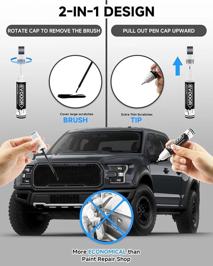 Touch Up Paint for Ford – Exact Match 2 in 1 Paint Pen for Chips and Nicks Repair (Azure Gray Metallic Tri-Coat(G4))