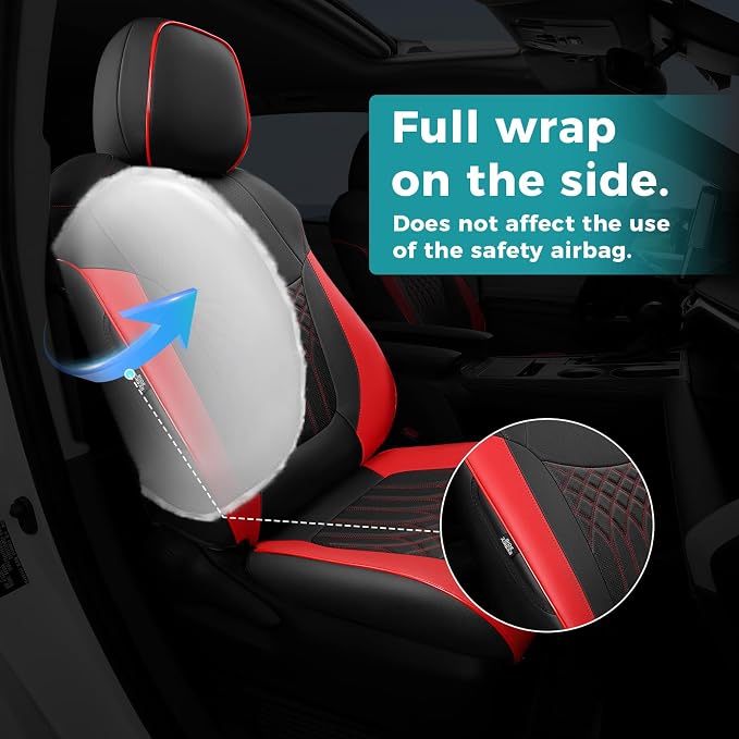 Customized for Toyota Sienna Seat Covers 2021-2026 Sienna 7 Seats 3 Row, Leather Car Seat Covers Waterproof Seat Covers Full Set for Cars, Car Seat Protectors, Airbag Compatible(BlackRed)